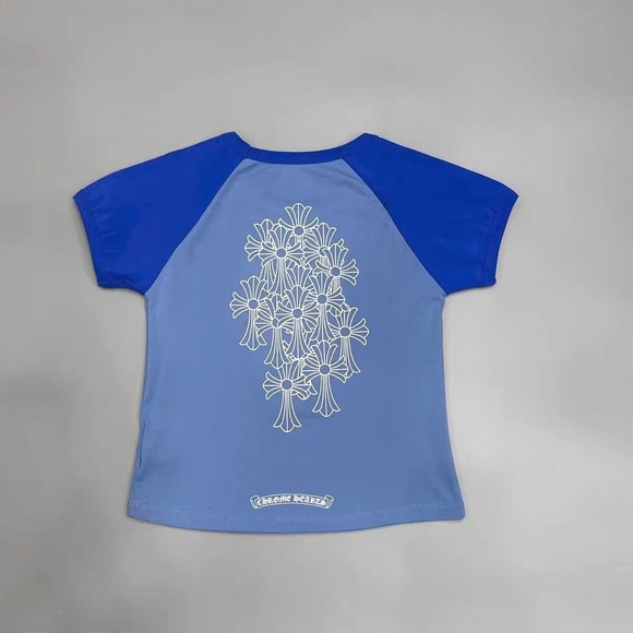 *rare* CHROME HEARTS blue crop baseball tee authentic - Picture 2 of 2